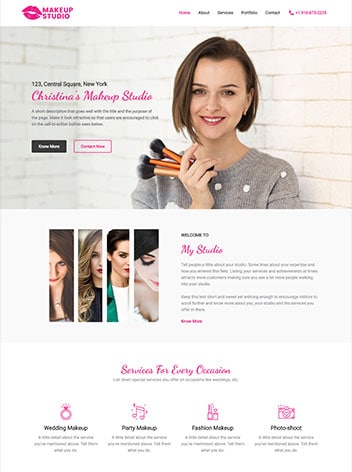 makeup image of sample website