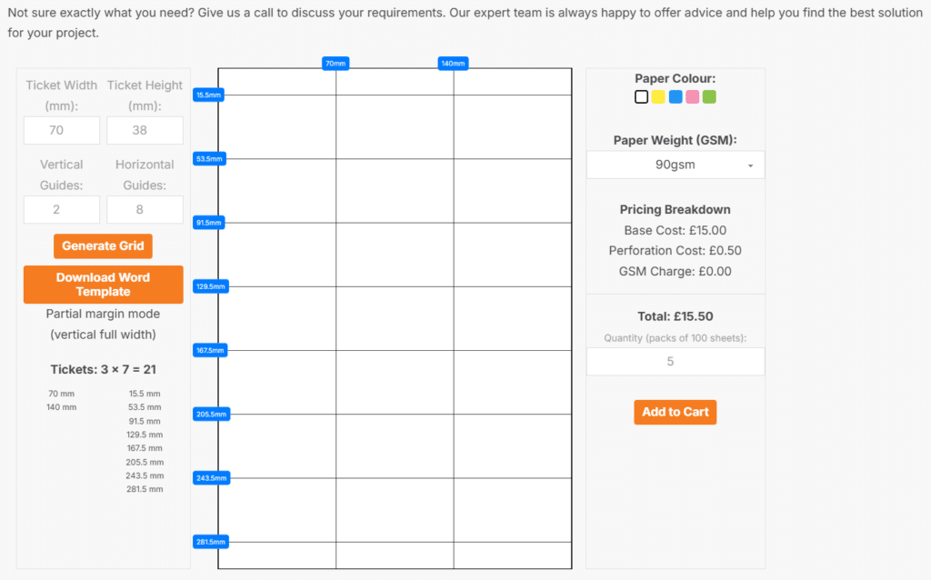perforated paper custom options