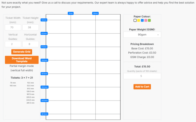 perforated paper custom options
