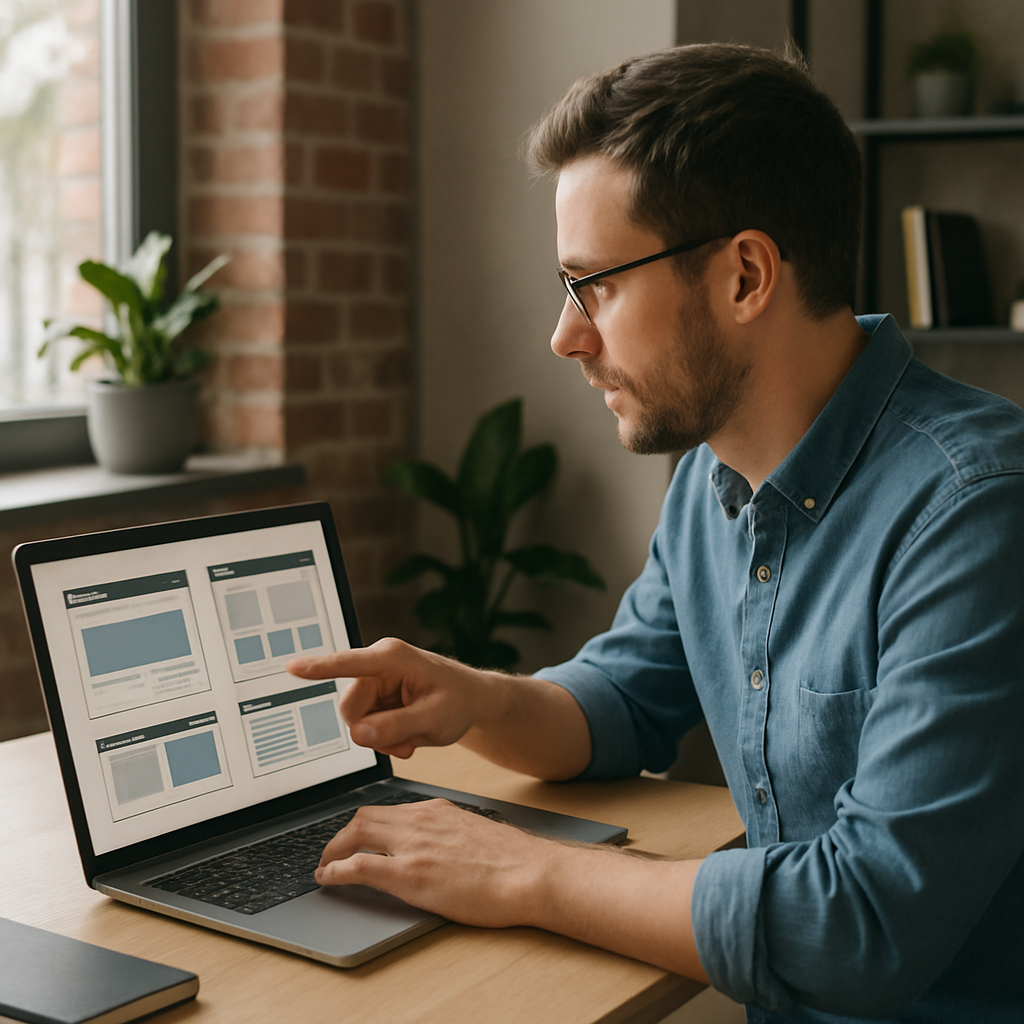 Business owner discussing a new website with a Gloucester web designer